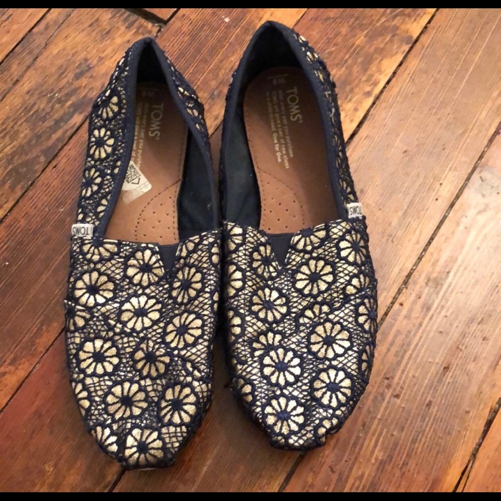 Navy and gold toms (only worn a few times)